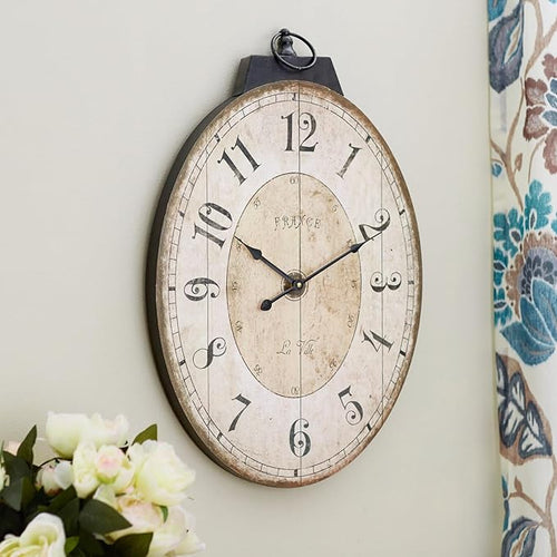 24" H x 18" W Large French Country Oval Wall Clock by MACVAD