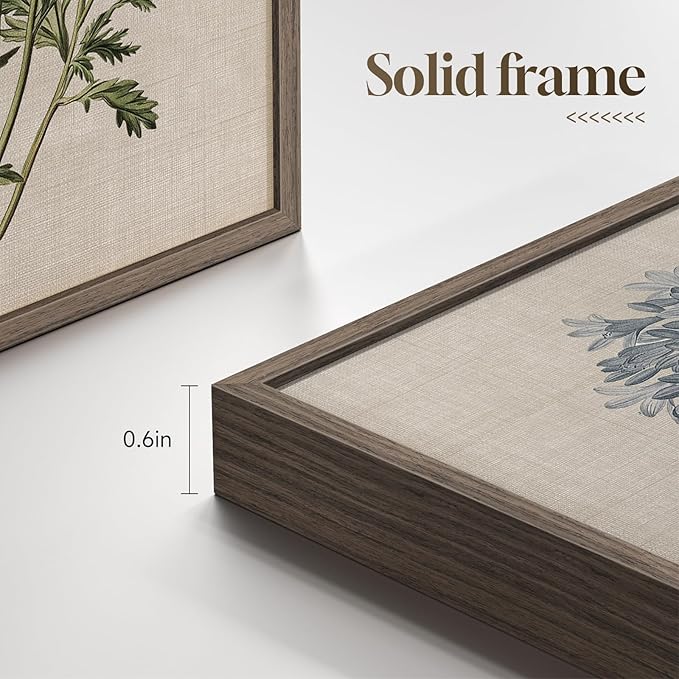 Framed Vintage Botanical Wall Art, 4 Piece Rustic Floral Painting Canvas Prints - Image 5