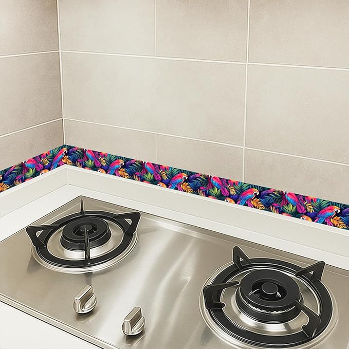 HOMETITUTE Wallpaper Border Peel and Stick Wall Border Tropical Parrot Theme - Image 5
