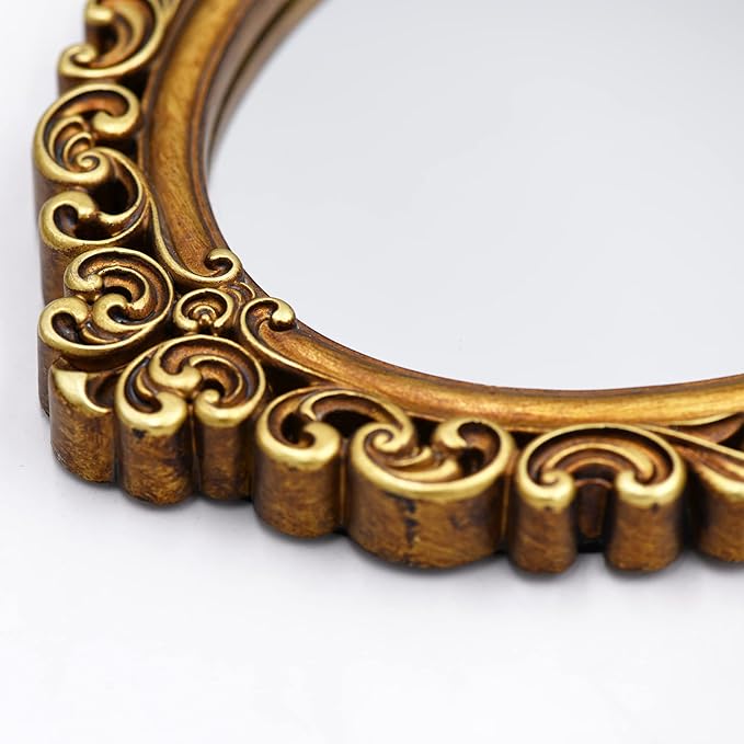OIGUMR Oval Smallest Wall Mirror Resin Frame Size：12 x 8.3 inch Mirror Vintage - Image 5