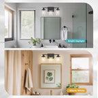 DORESshop 17 Inch Bathroom Light Fixtures, 3-Light Black Bathroom Lighting - Image 5