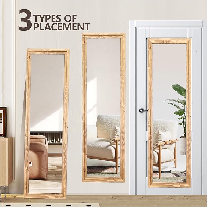 48"x14" Door Mirror, Rustic Full Length Mirror, Over The Door Hanging Mirrors - Image 4