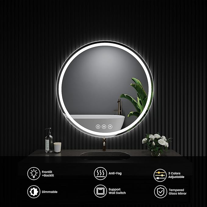 LED Bathroom Mirror 22 Inch Round Bathroom Mirror - Image 6