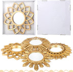 Dandat Set of 4 Gold Mirrors for Wall Decor Small Circle Flowers Mirrors - Image 2