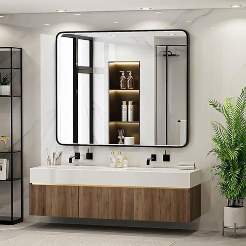 43X36 Inch Black LED Bathroom Mirror - Image 2