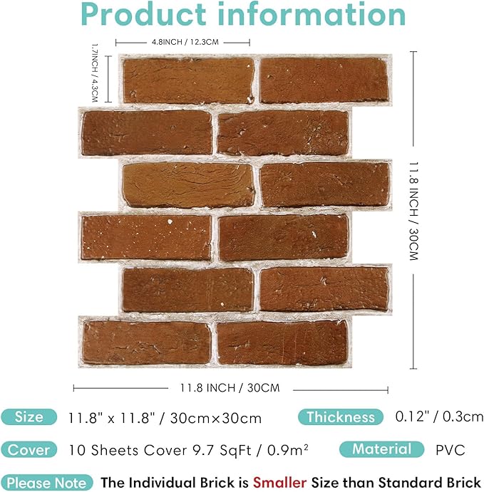 Commomy 3D Faux Brick Peel and Stick - Image 5