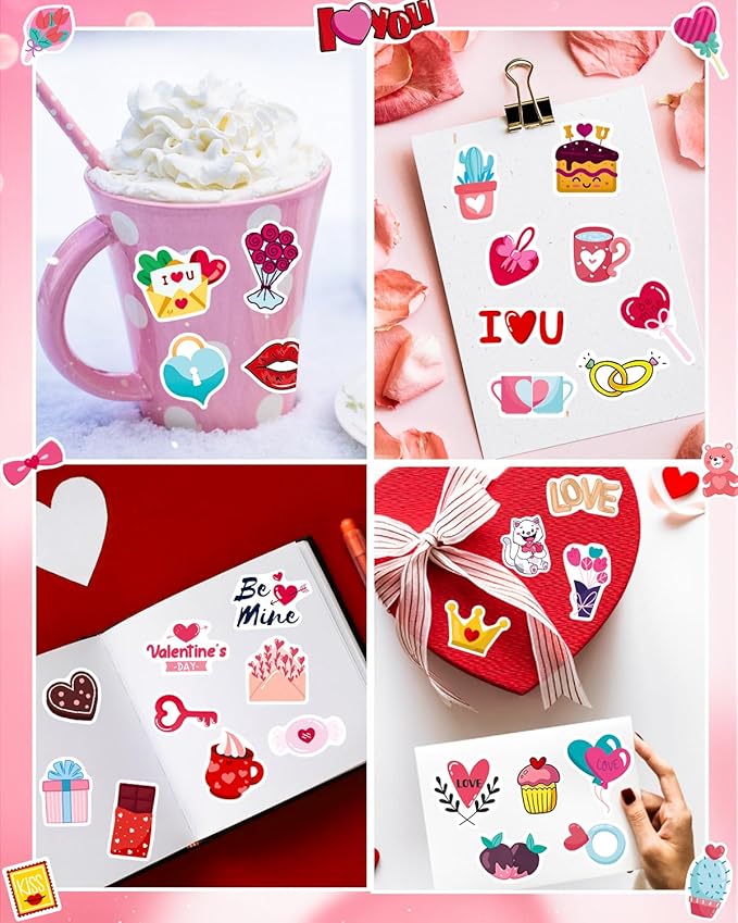 465 Bulk Valentines Stickers for Kids Party Crafts Supplies Classroom Exchange Gifts