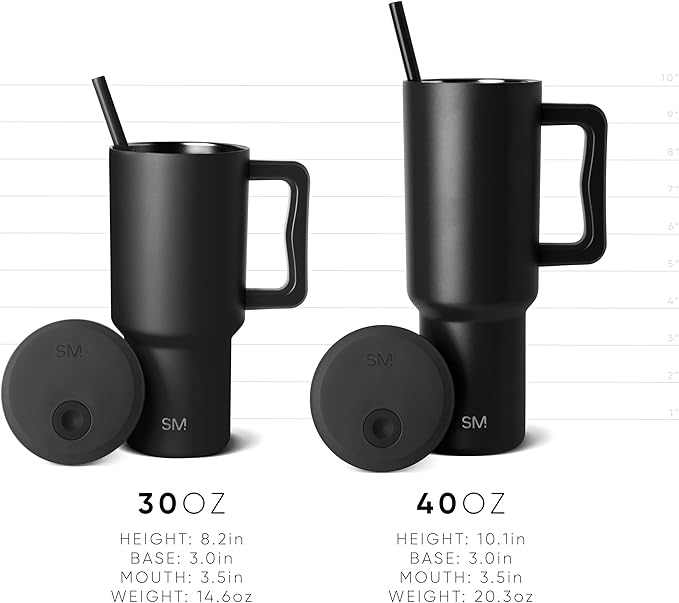 Simple Modern 40 oz Trek Tumbler with Handle and Straw Lid | Cup Holder Friendly Insulated Stainless Steel Travel Mug | Kelly Green