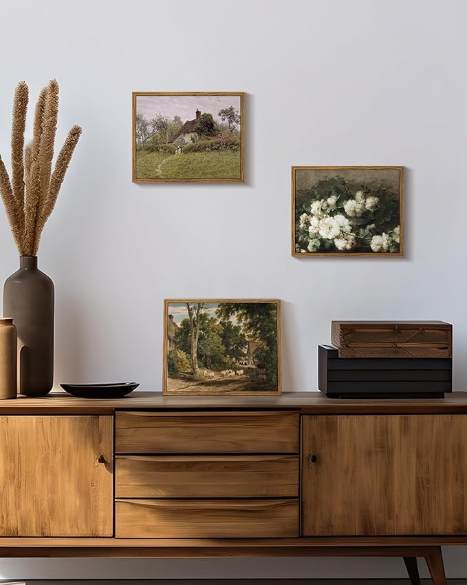 InSimSea Framed Canvas Wall Art Vintage Decor, Room Decor Classical Countryside - Image 3