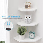 Corner Wall Shelf, Solid Oak Wood White Floating Corner Shelf Organizer - Image 4