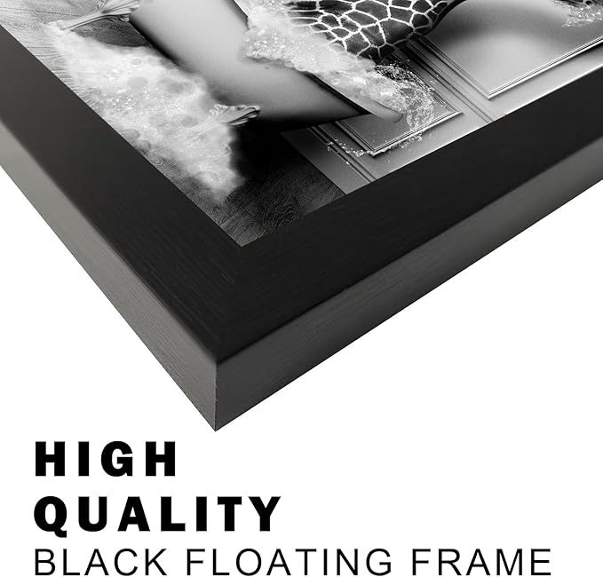 Black and White Bathroom Wall Decor Funny Giraffe in Bathtub Decor Framed - Image 5