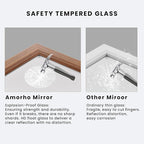 Amorho Bathroom Mirror for Wall, 60X40 Inch Walnut Wood Grain Metal Framed - Image 4