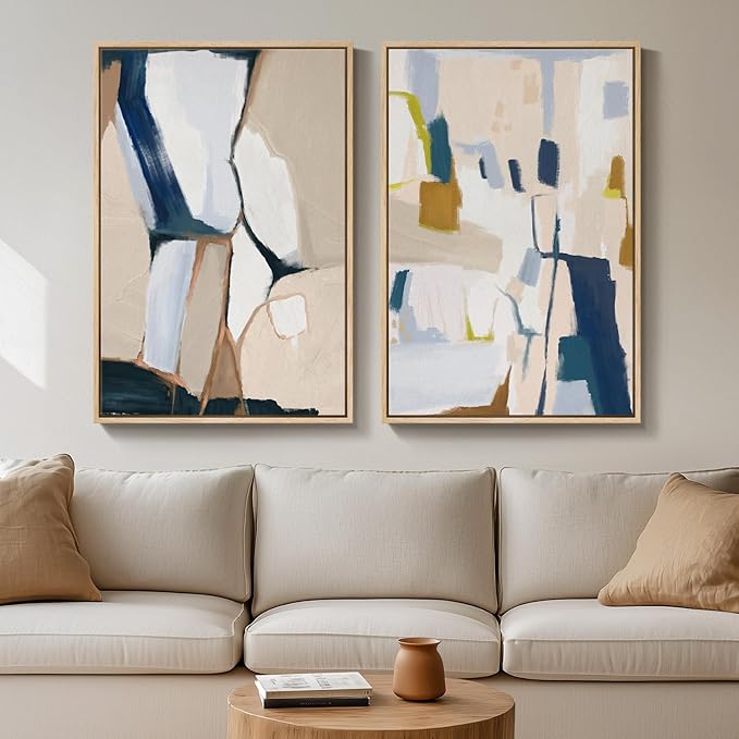 Large Framed Neutral Abstract Wall Art by Cuspin