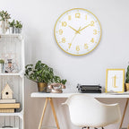 HZDHCLH White and Gold Wall Clocks Battery Operated 12 inch Silent Non Ticking - Image 2