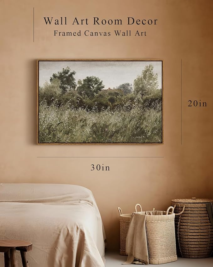 InSimSea Framed Canvas Wall Art Vintage Decor, Large Art Countryside Field - Image 4