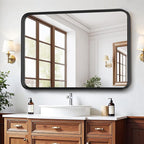 Bathroom Mirror for Wall, 30x22 Inch Rounded Rectangle Mirror, Tempered Glass - Image 2