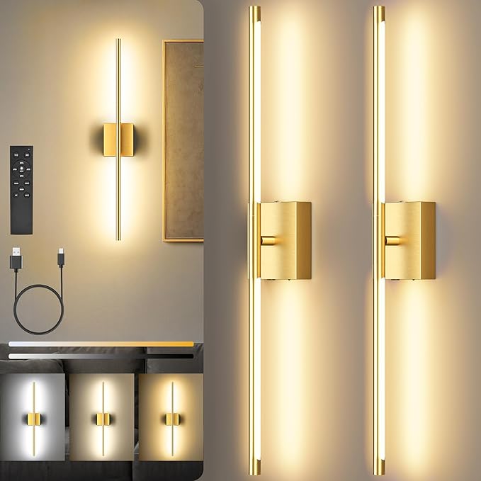 Battery Operated Wall Sconces Set of Two, 10000mAh Rechargeable Wall Lights by SyncGlow