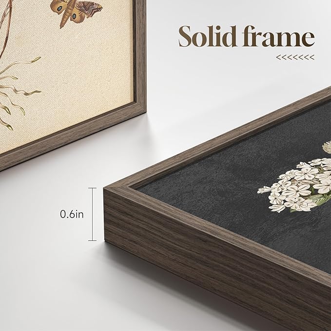 Framed Vintage Botanical Wall Art Bedroom, 4 Piece Rustic Farmhouse Floral - Image 7