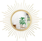 Gold Mirrors for Wall Sunburst Decor Art Mirror Bohemian Home Round Modern by HLFMVWE