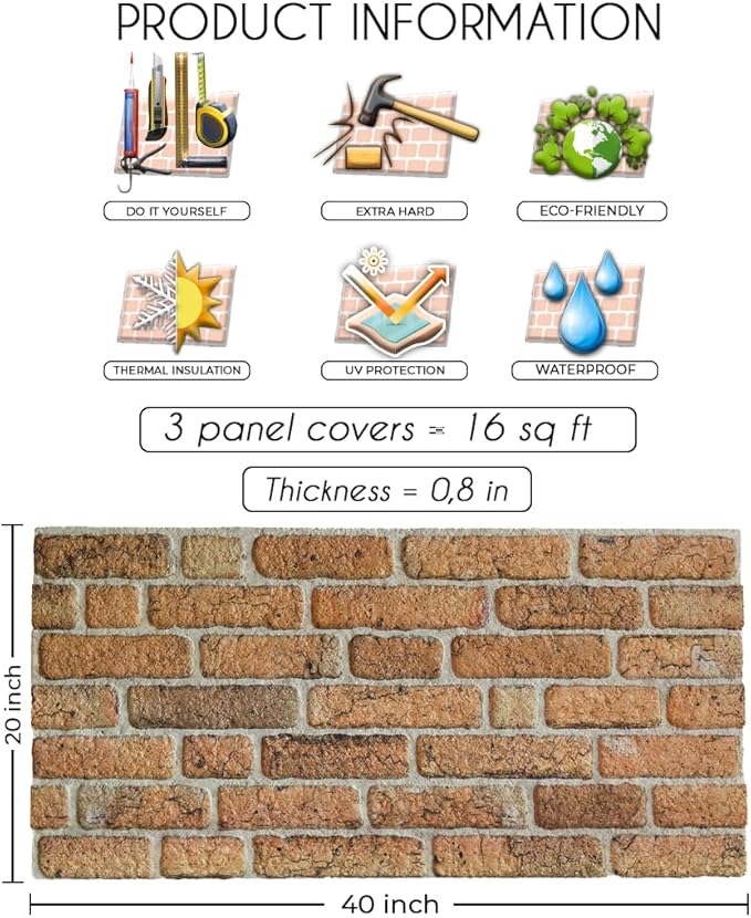 IZODEKOR 3D Wall Panels Brick Effect - Image 2