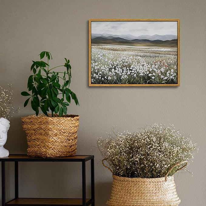 OIQArtOIQ Vintage Wildflowers Landscape Wall Art Framed Floral Natural Scenery - Image 6