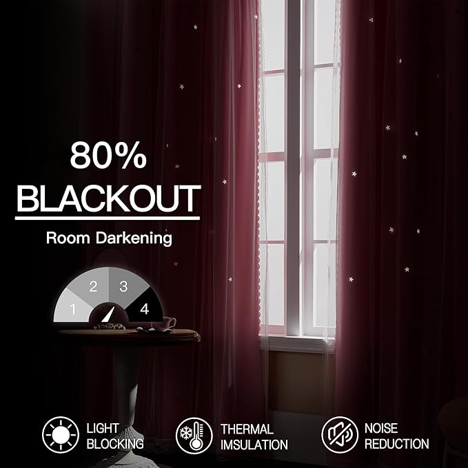 XiDi Pink Blackout Curtains, Room Darkening Curtains - Image 6