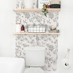 Froluya Black and Cream White Floral Wallpaper Peel and Stick Wallpaper - Image 8