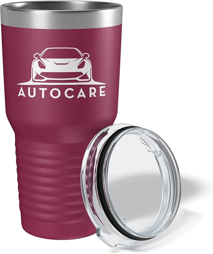 Personalized 30oz (17 Colors) Printed Insulated Stainless Steel Powder Coated Tumbler with Lid - Custom Bulk Promotional Items with your Logo - Bulk Company Small Business Party Favors (Maroon)