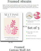 HesenDot Framed Matisse Pink Wall Art Set of 3, Minimalist Wall Decor, 12x16IN - Image 3