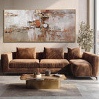 Brown and Gold Canvas Wall Art Colorful Abstract Minimalist Framed Prints - Image 2