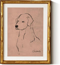 InSimSea Gold Bamboo Framed Canvas Wall Art, Minimalist Dog Sketch Animal by InSimSeaArt