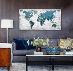 lagre Teal Decor 36inchx71inch World Map Canvas Wall Art Pictures - Image 2