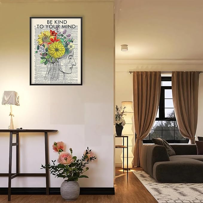 Be Kind To Your Mind Quote Poster Prints Mental Health Canvas Wall Art 08x10 - Image 7
