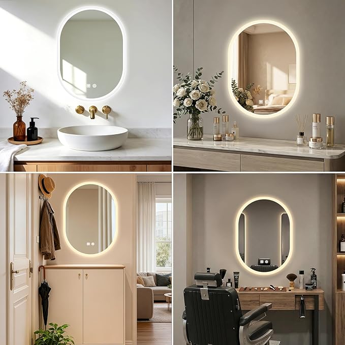 20x28 LED Bathroom Mirror with Lights Oval, Lighted Bathroom Vanity Mirror - Image 6