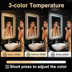 LED Bathroom Mirror, 16 x 24 Inch Anti-Fog Bathroom Mirror - Image 3