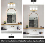 FonmYim Gold Bathroom Light Fixtures, 3-Light Modern Vanity Light Over Mirror - Image 7