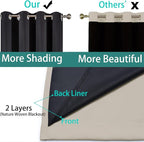 Yakamok 100% Blackout Curtains 63 Inches Long, 2 Thick Layers Heat and Full - Image 5