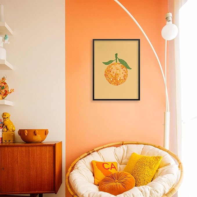 Retro Funky Orange Canvas Wall Art Fashion Disco Ball Aesthetic Posters 16X24 - Image 5