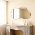 Itrue 26×46 Inch Gold Framed Irregular Tempered Glass Wall Mirror, Asymmetrical by Villacola