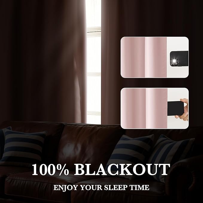 RYB HOME 100% Blackout Basement Curtains 30 inches Long, Heat & UV Blocking - Image 5