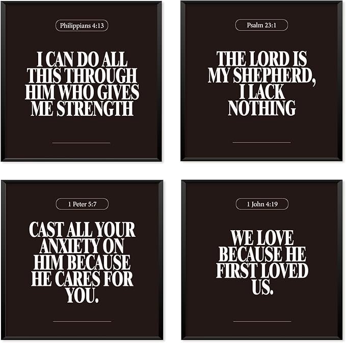 Locomiss Black Christian Wall Art Decor Posters, Minimalist Jesus Scripture by Unknown