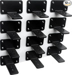 12 Pack - 3 inch Black Hidden L Shelf Bracket Iron Floating Shelf Brackets by MHMYDZ