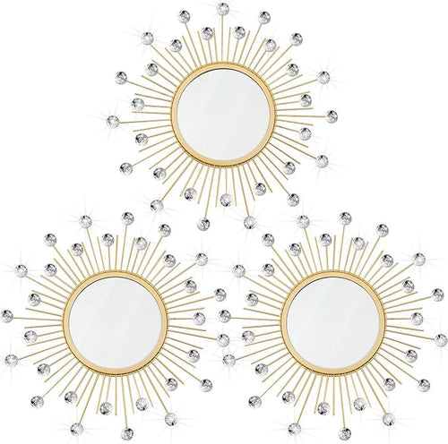3 Pack Metal Mirrors for Wall Sunburst Wall Mirrors Home Décor Decorative by Uaussi