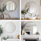 Oruii Gold Round Mirror, Circle Wall Mirrors Metal Frame, Brass Circular Mirrors - Image 5
