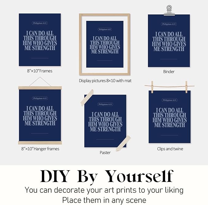 Locomiss Navy Blue Christian Wall Art Decor Posters, Minimalist Jesus Scripture - Image 7
