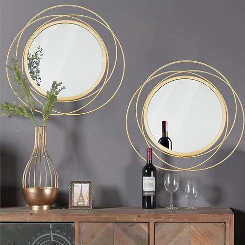 2 Set. Circle Mirrors for Wall Decor for Living Room Bedroom Bathroom Entryway by Cityelf