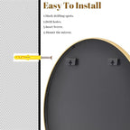 VooBang Gold Round Bathroom Mirror, 24 inch Circle Wall Mounted Hanging Mirror - Image 6