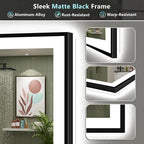 48x32 Black Framed LED Bathroom Mirror - Image 9