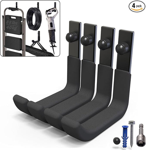 4 Pack Garage Storage Hooks, Ladder Hangers, Steel Wall Mount Hooks, Utility by SunVFaFa