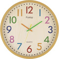 Foxtop 14 Inch Kids Wall Clock Silent Non-Ticking Battery Operated Colorful by Foxtop